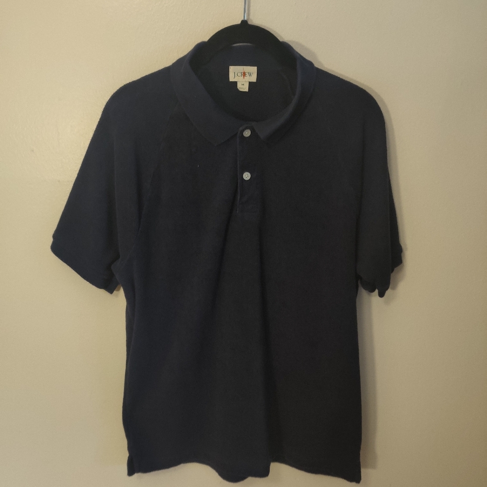 J. Crew Raglan-sleeve terry polo shirt navy M